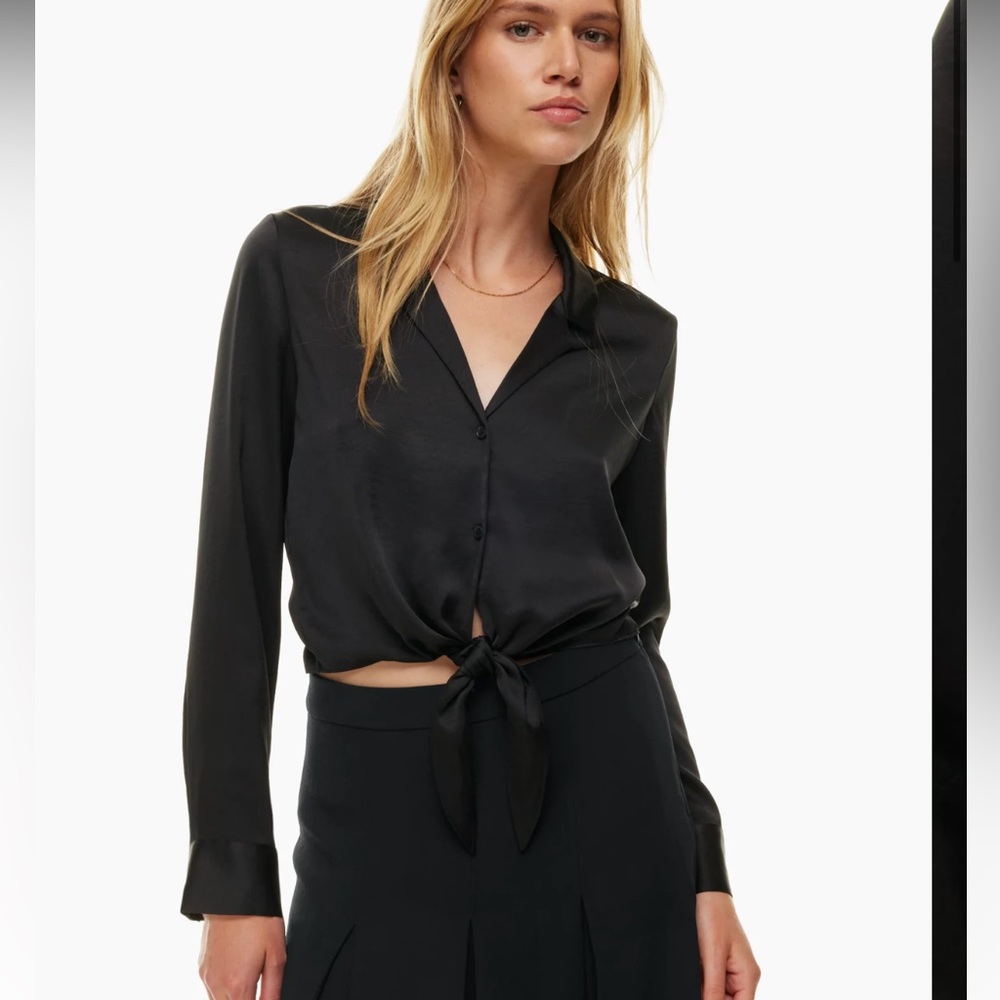 New Tie- Front Black Aritzia Wilfred Top